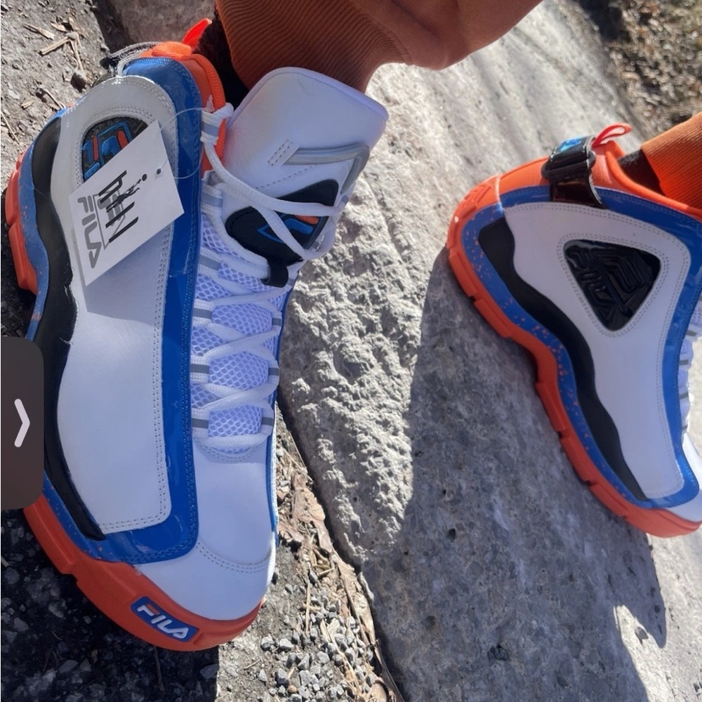 New Fila grant hill White and Blue Sneakers with Orange Soles